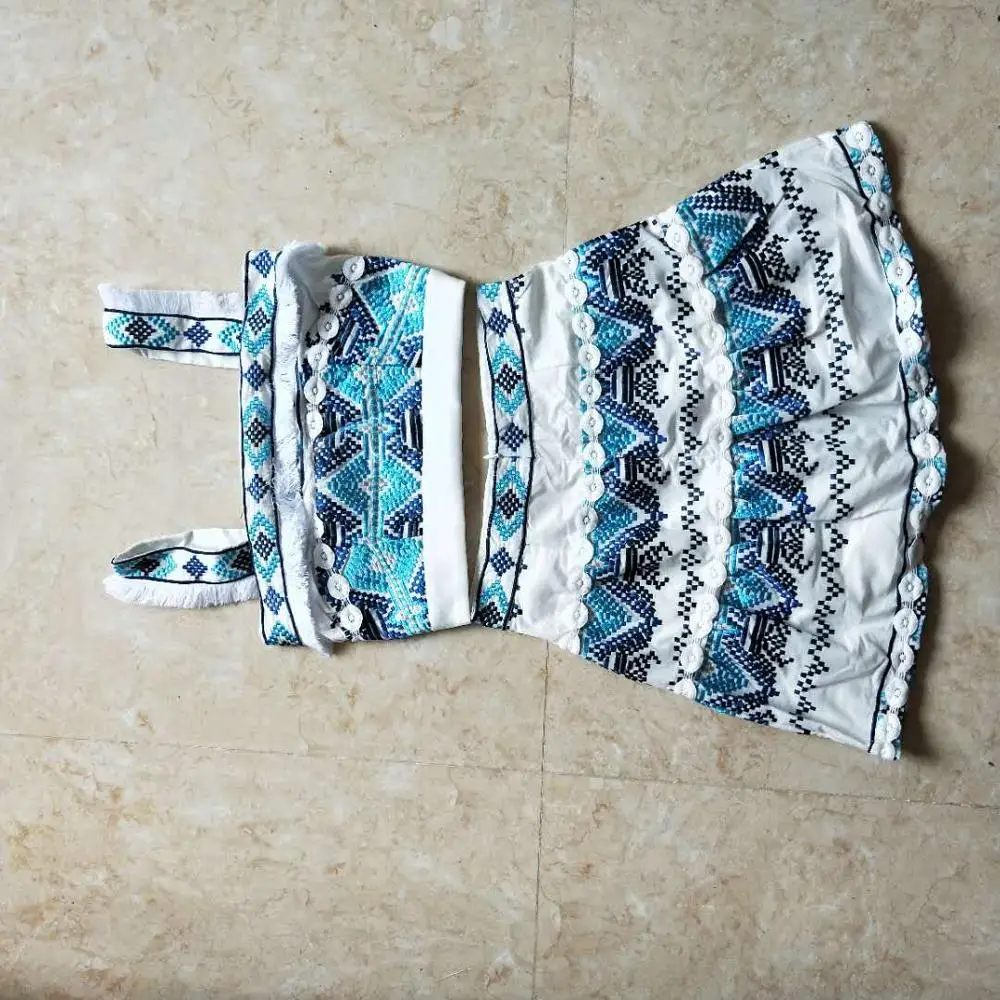 2019 модные комплекты из двух предметов с вышивкой топ на бретелях и юбки высокой