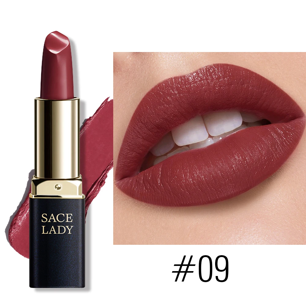 09 SACE LADY, 18 цветов, губная помада, Шелковистые матовые, водонепроницаемые, бархатные, губная помада, макияж, Обнаженная, гладкая, высокая пигментированная, красивые губы TSLM1 - Цвет: 09