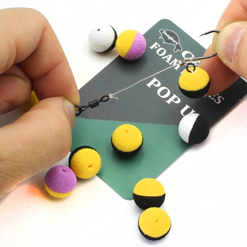 15 шт. рыболовные приманки для ловли карпа, Duo Foam Pop Up Boilies Ball, черная и желтая имитирующая приманка для ловли карпа, Zig Rig, фидер для рыбалки