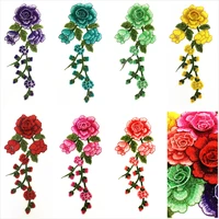 1pc 3d 7 colors embroidered fabric rose flower venise lace sewing applique lace collar neckline collar applique accessories