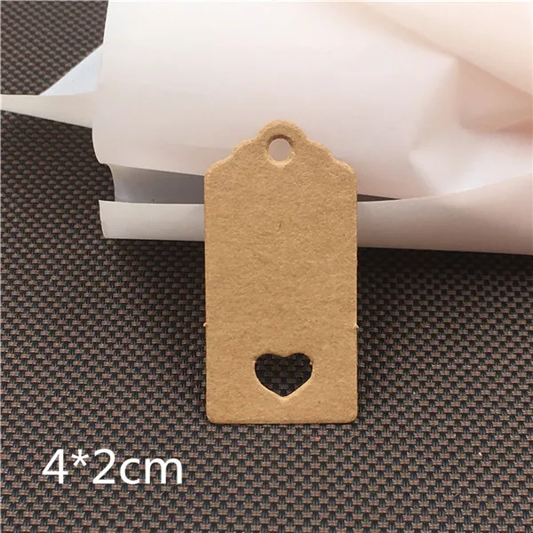 4x2cm brown 100 шт многоформенная крафт-бумага подарочные Висячие картонные ярлыки этикетки для одежды открытки круглые и в форме сердца цена Пустые бирки - Color: 4x2cm brown