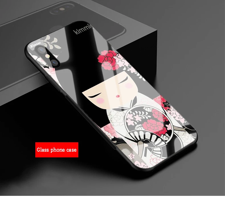 Kawaii японская кукла кокеши Роскошные закаленное стекло чехол для телефона iPhone 5 5C