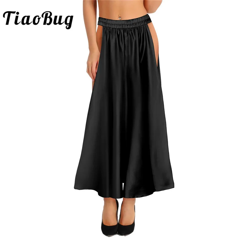 Женская юбка для танца живота TiaoBug Мягкая атласная выступлений и с разрезом сбоку
