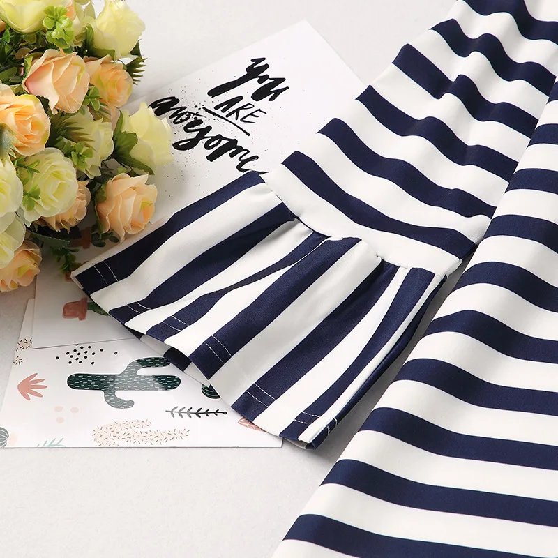 

2019 Summer New Clothes Mom Daughter Dress Striped Lace Edge Dress Fashion European And America Mother Daughter Clothes