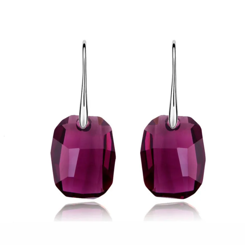 Очаровательные прямоугольные серьги подвески с кристаллом Сваровски винтажные