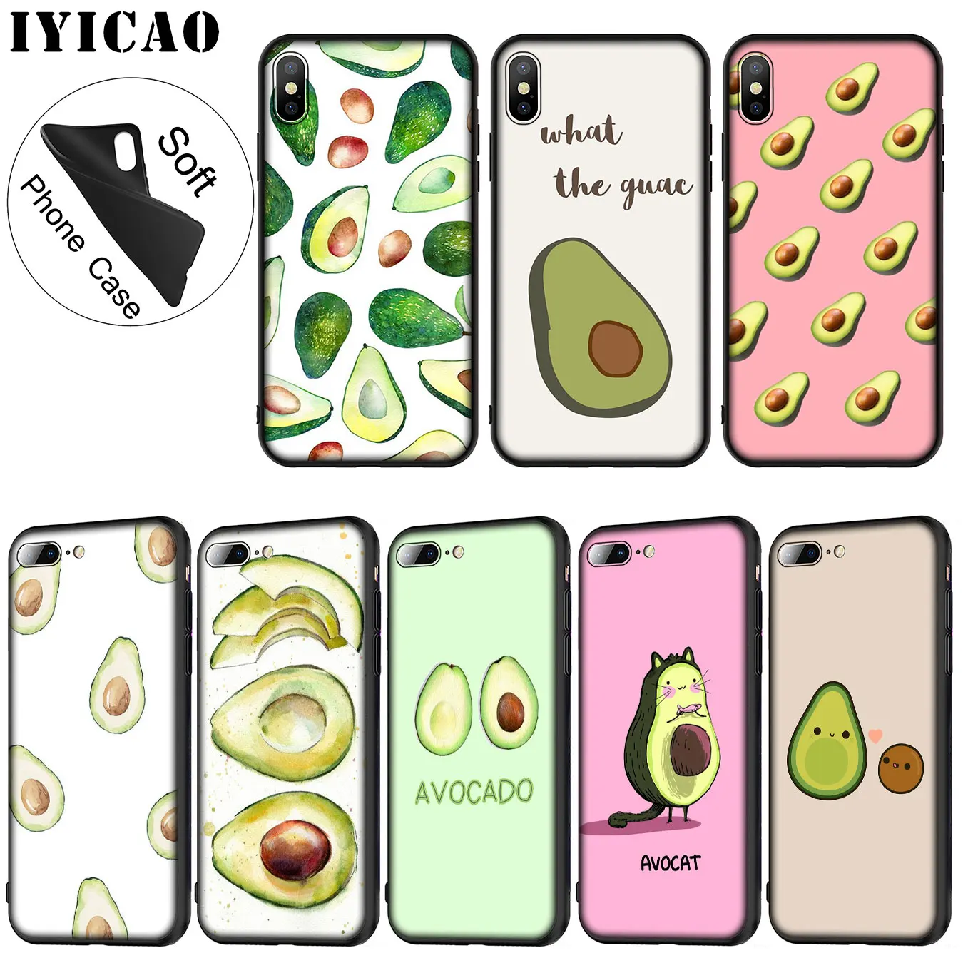 IYICAO арт Забавный Tumblr авокадо Мягкий силиконовый чехол для телефона iPhone XR X XS 11 Pro Max
