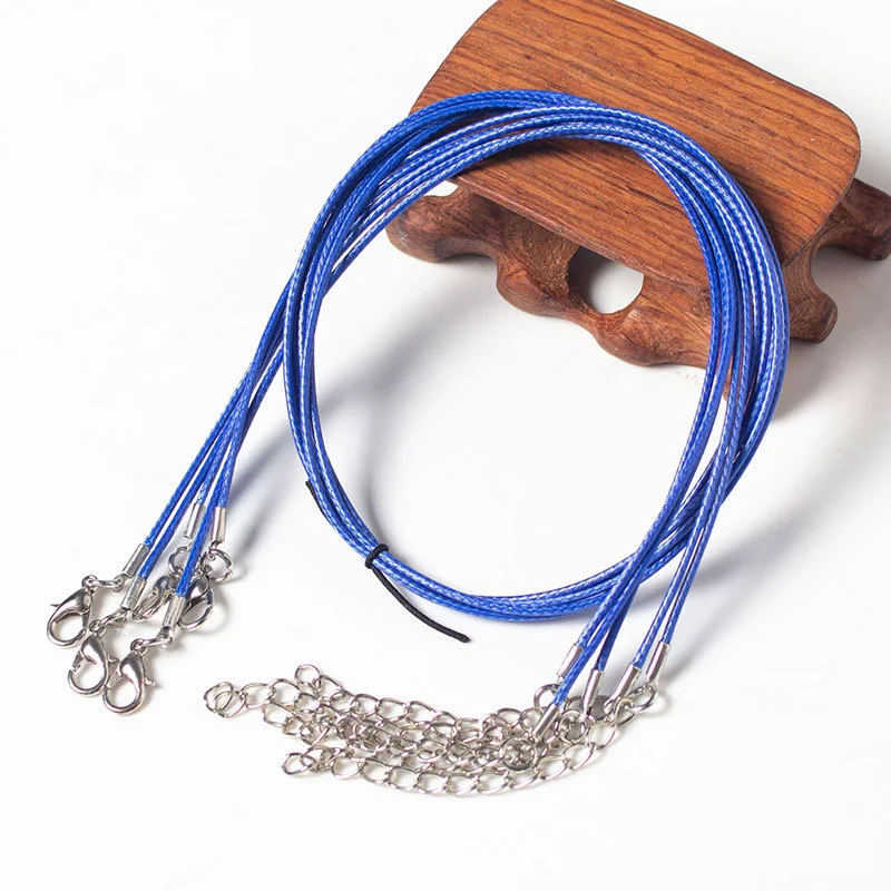Royal Blue 40 шт./лот 20 цветов 1,5 мм застежка-краб Воск Кожа Веревка ожерелье 45 см Длина корейский вощеный шнур резьба ожерелье ювелирные изделия - Цвет: Royal Blue