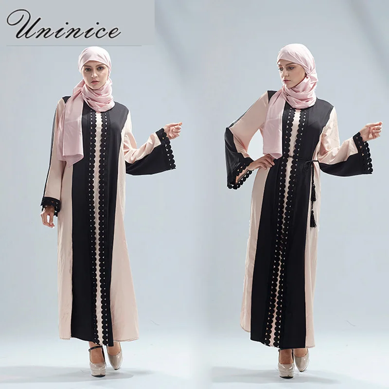 Повседневное Макси-Платье открытый кардиган абайя кружевное льняное