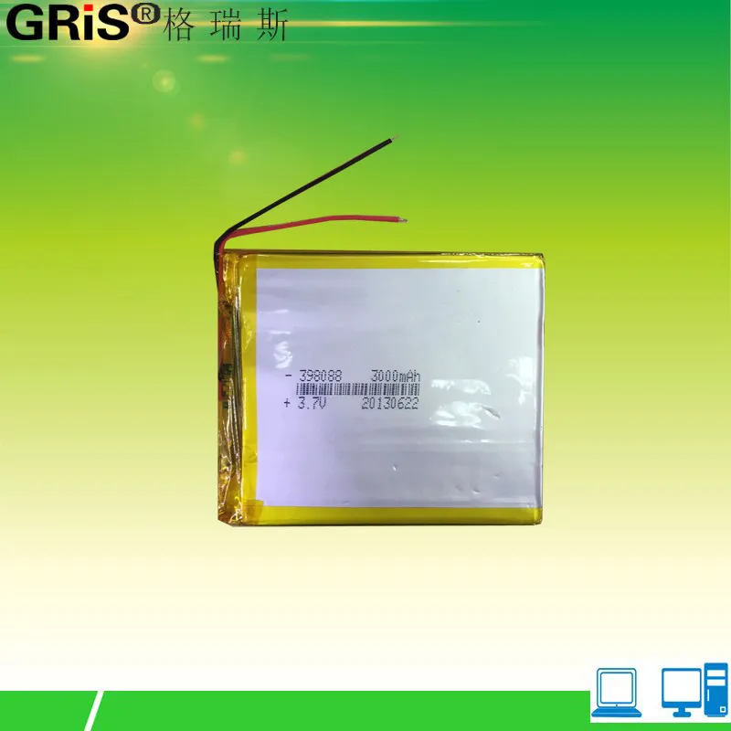 

New Hot 3.7V polymer lithium battery 408088 398088 408090 Tablet PC battery new 3000mAh Rechargeable Li-ion Cell