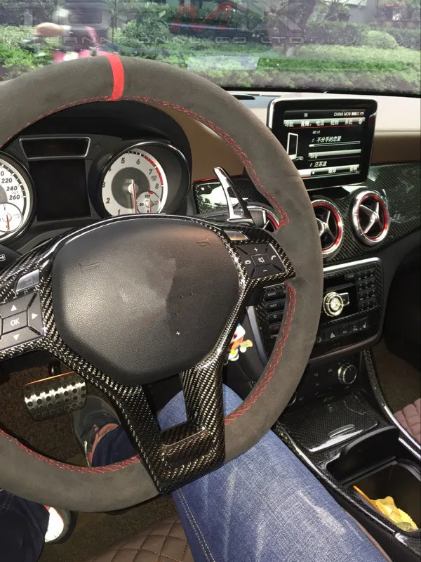 Pаспродажа Отделка рулевого колеса из углеродного волокна для Mercedes Benz A CLA C E CLS SLK SL W176 W204 W117 W212 W207 W218 R172 R231 X204