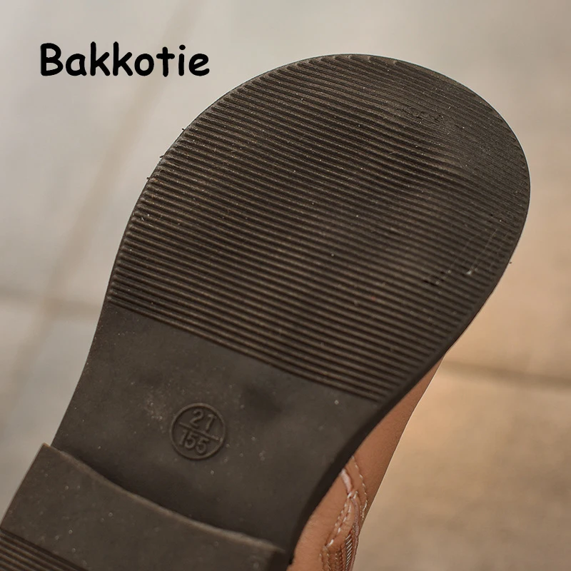 Bakkotie/ г. Зимние новые модные ботинки для маленьких девочек детская черная теплая обувь Брендовые ботильоны с цветочным принтом для детей преддошкольного возраста из кожи ПУ обувь