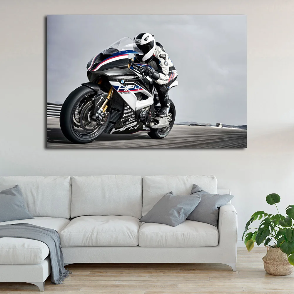 Мотоцикл B M W HP4 гонки Superbike обои настенный художественный постер картина