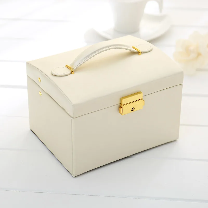 Роскошные ювелирные изделия PU Box Европейский три слоя зеркало для хранения для женщин Jewel шкатулка двойной ящик шкатулка Контейнер Организатор