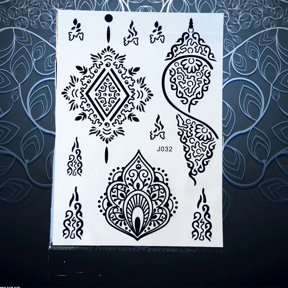 1 шт. сексуальный черный дизайн Mehndi водостойкая Временная тату паста женский боди