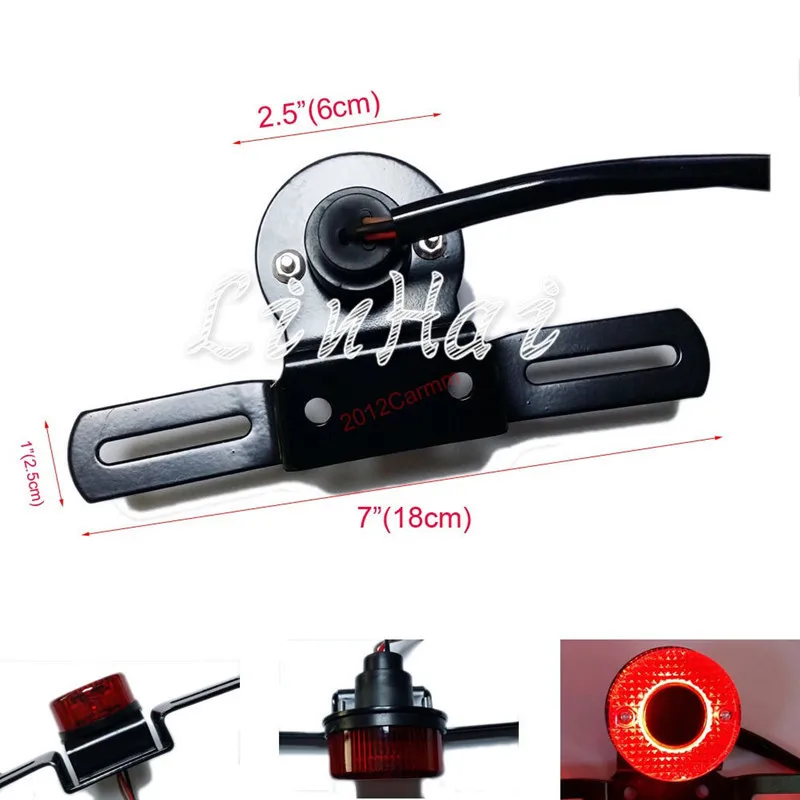 ZORBYZ мотоциклетный черный круглый задний тормозной светильник для Chopper Dirt Bike Cafe