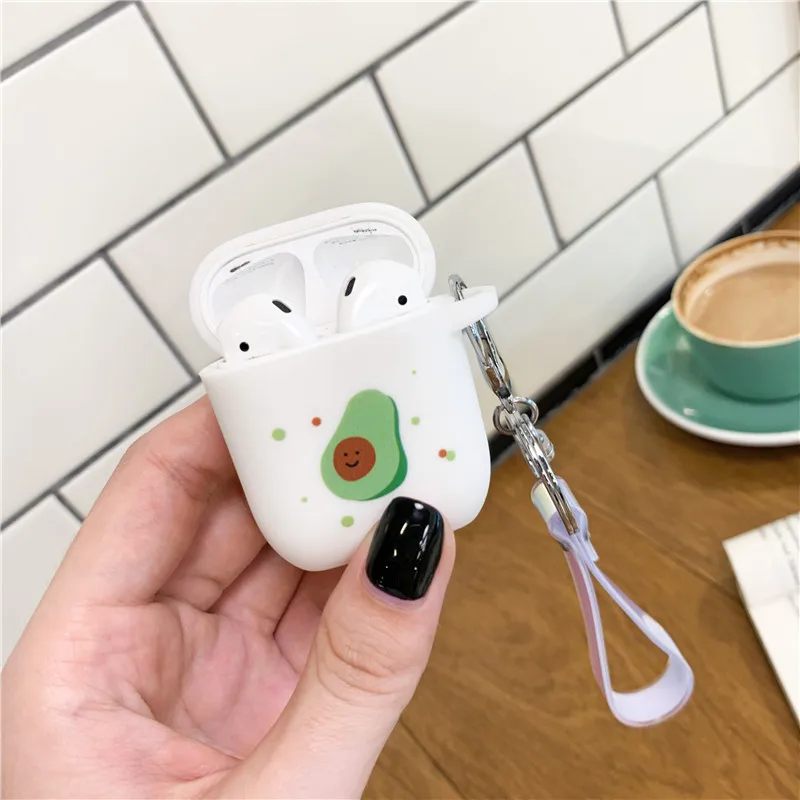 Style 1 Милый чехол авокадо для Apple, аксессуары для airpods, Bluetooth, чехол для наушников, силиконовый мультяшный чехол для наушников, воздушный брелок для ключей стручок - Цвет: Style 1