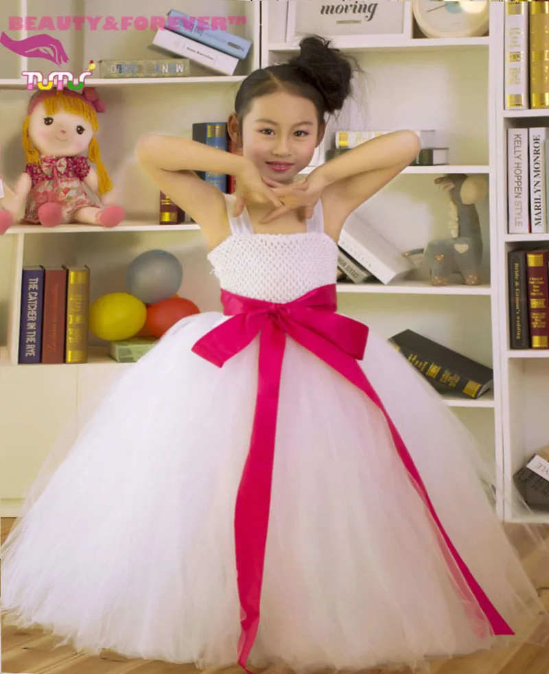 Сшитое платье ребенка ручной девушка майка тюль нижняя туту с лентой створки |