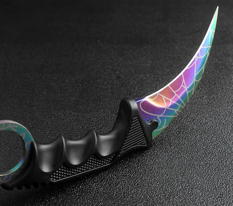 CSGO нож Karambit Counter Strike, косплей, никогда не выцветает, стальной нож с тигром, настоящая игра, нож для кемпинга, тактический нож для выживания на шее
