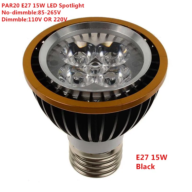 

30PCS DHL Factory Sale LED PAR20 Bulbs E27 5*3W Warm White/Cold White/White 110V 220V Dimmable LED PAR 20 P20 Spotlights Lamps