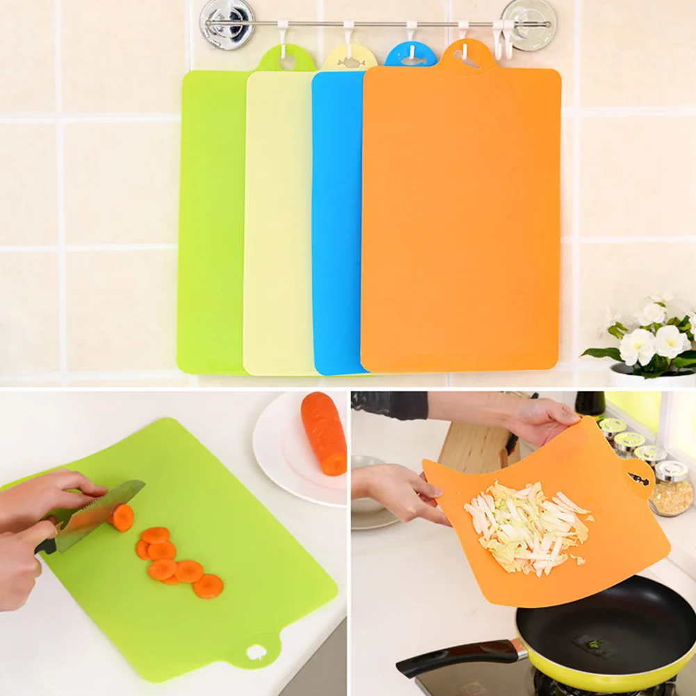 1Pcs Cutting Plate Candy Color Kitchen Cooking Tools Flexible Plastic Board Food Slice Cut Chopping Block | Дом и сад
