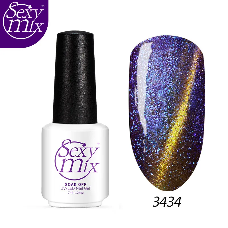 3434 Sexymix замочить от Хамелеон для использования с магнитом гель лак для ногтей 12 цветов кошачий глаз эффект гель Лаки 7 мл стойкий маникюр гель лак - Цвет: 3434
