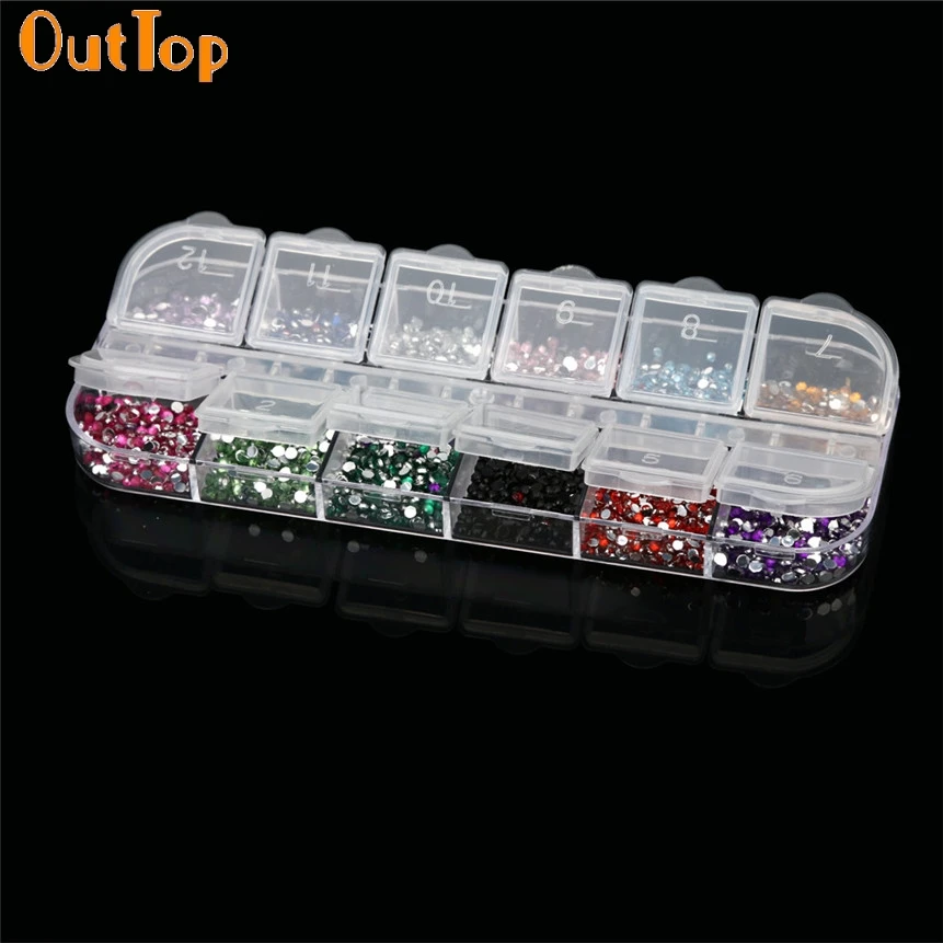 OutTop ColorWomen 3000 шт. 2 мм 12 цветов акриловые стразы алмазные накладные ногти