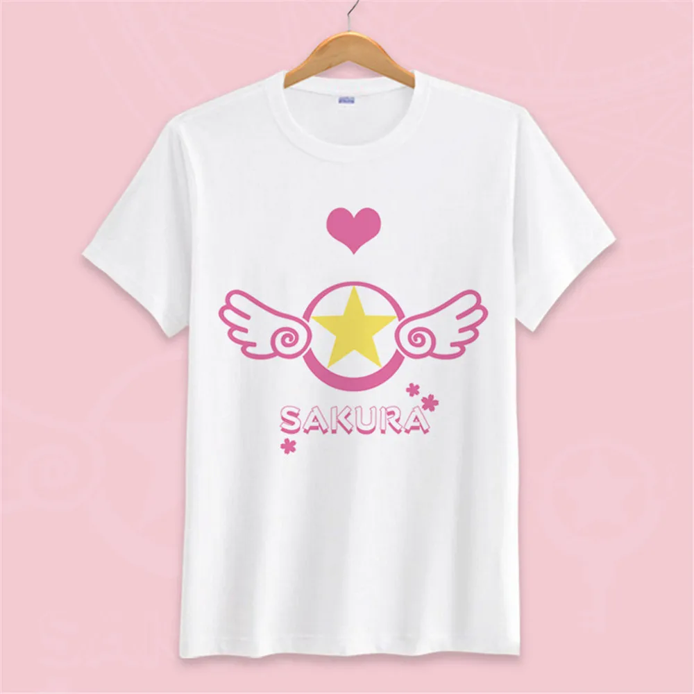 Высокое качество, унисекс, аниме Cos Card Captor KINOMOTO SAKURA, хлопковая Повседневная футболка, футболка, топы