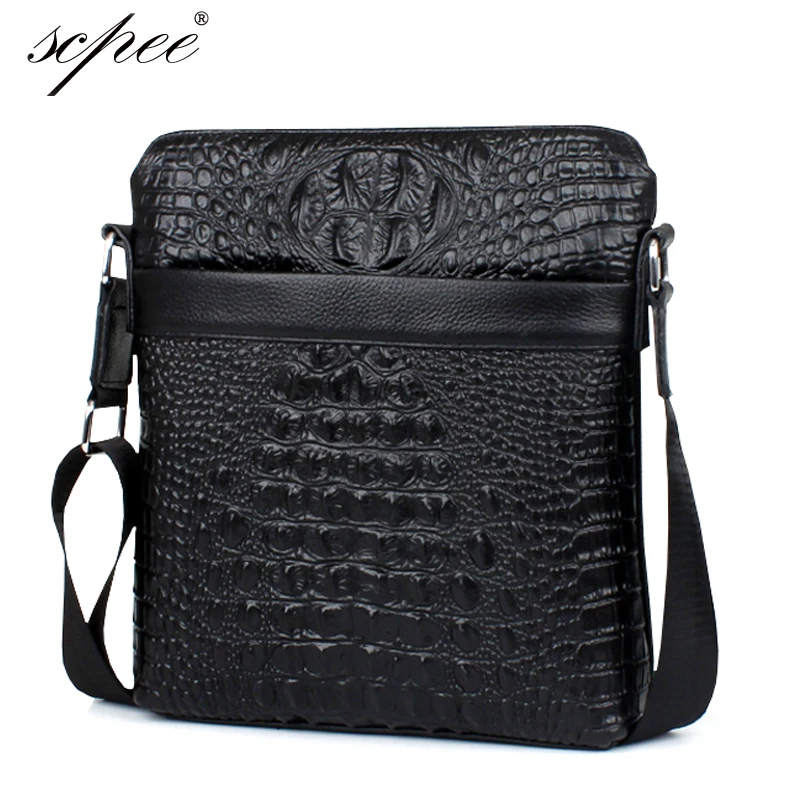 Scpee Новая мужская кожаная сумка мешок бизнес пакет портфель e Рыба схеме мужской