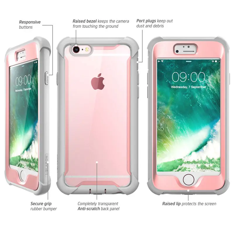 For iPhone 6 Plus/6s Plus Case 5.5 inch i-Blason Ares Series Full-Body Rugged Clear Bumper with Built-in Screen Protector |