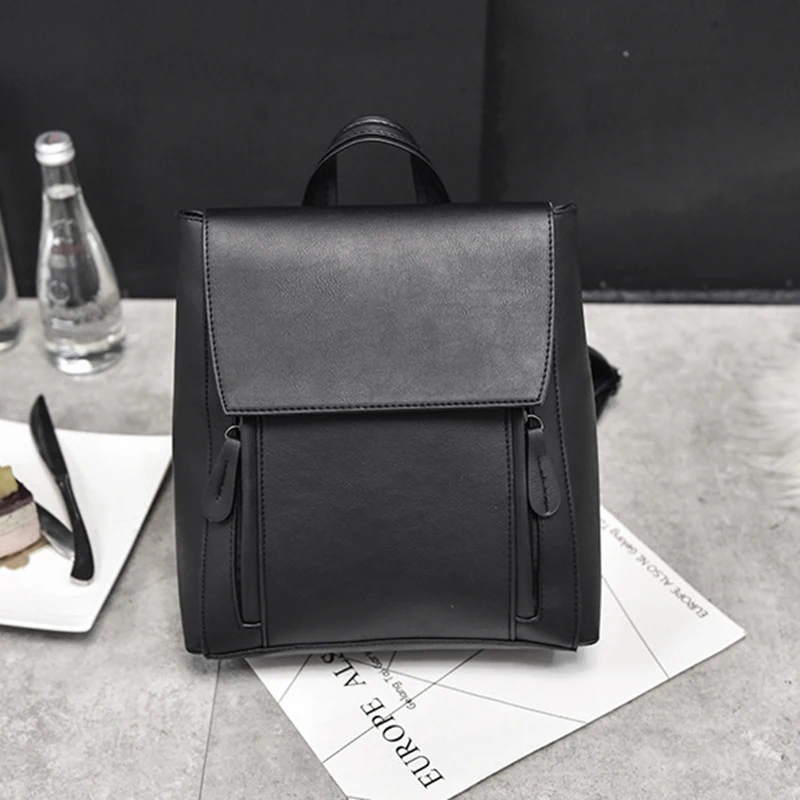 Женская кожаная сумка через плечо школьная дорожный рюкзак (черный)|Мужские