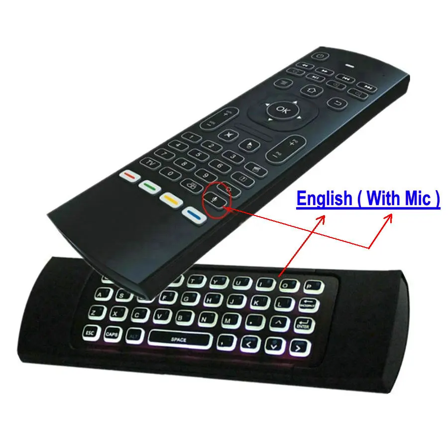 English with Mic MX3 подсветка Голосовая воздушная мышь мини клавиатура 5 ИК обучения для Shield tv android smart tv box Raspberry pi 3 Пульт дистанционного управления - Цвет: English with Mic
