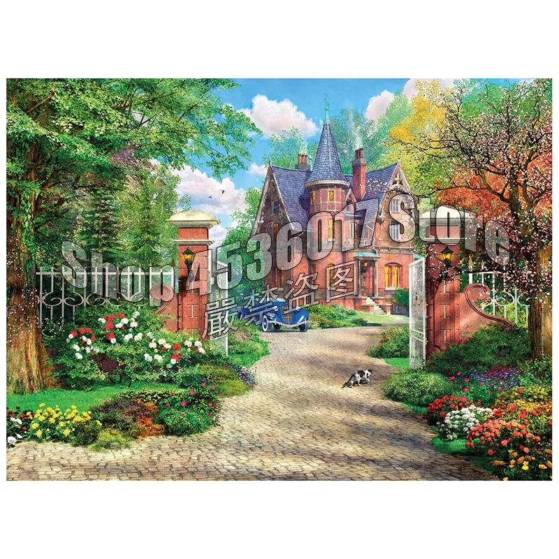 Алмазная вышивка сделай сам весенние винтажные коттеджи стразы полноразмерная