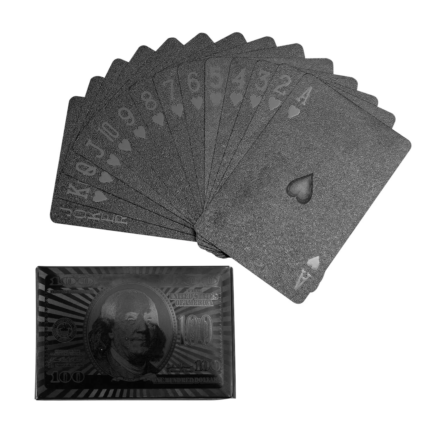 

Luxury Waterproof Black Gold Foil Poker Playing Cards for Xmas Christmas Gifts Stocking Filler Party Games Supplies Dollar Style