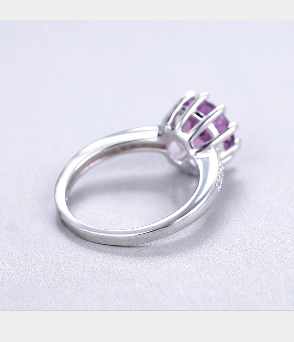 GEM'S балетное 925 пробы серебро натуральный аметистовый драгоченный камень кольца Трендовое классическое обручальное кольцо для женщин ювелирные изделия