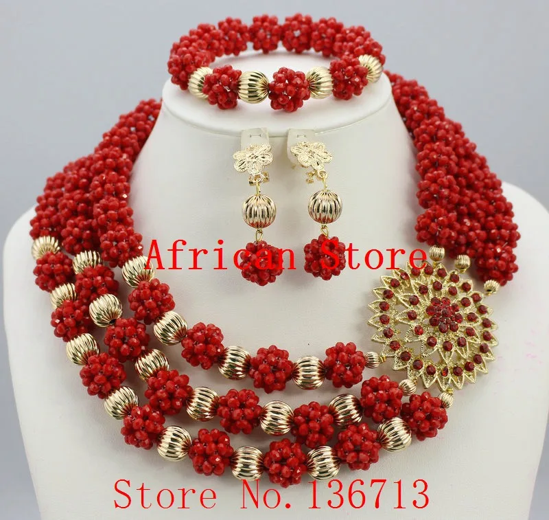 

African Beads Jewelry Sets Nigerian Wedding Jewelry Sets Full Beads Indian Bridal Jewelry Sets Hot BS301-13