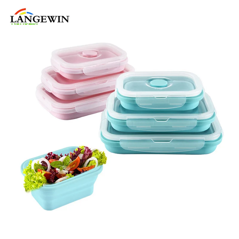 3 шт./компл. Портативный Силиконовый Ланч бокс складной микроволновый Бенто