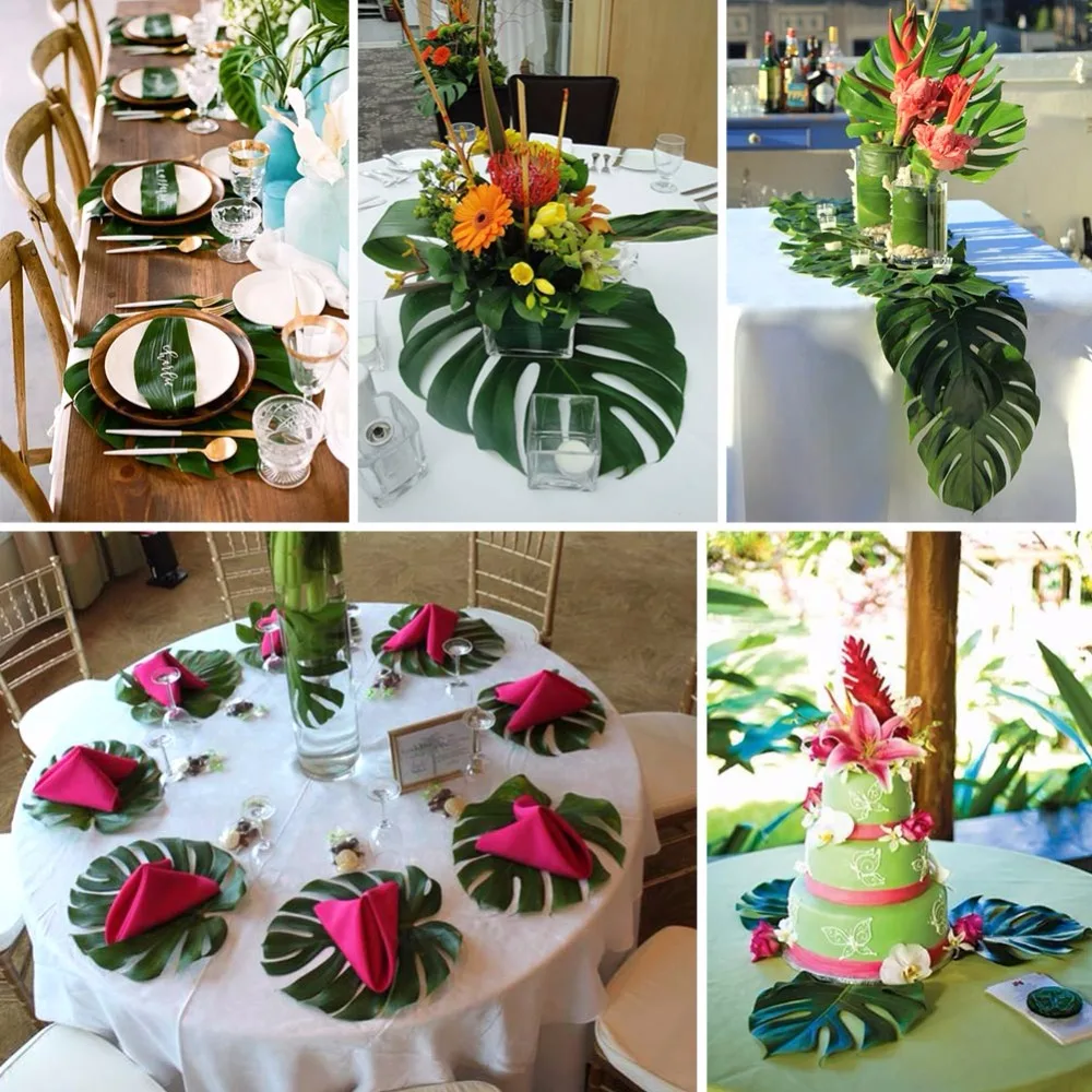 OurWarm Гавайская Luau Летняя Вечеринка искусственные Пальмовые Листья растения