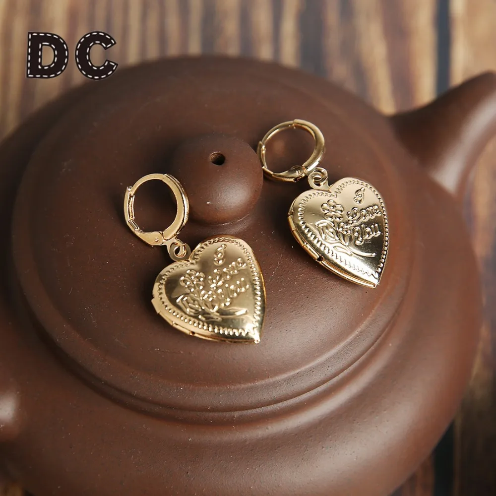 DC корейская мода Золотой Серебряный Большой подвеска в форме сердца серьги для
