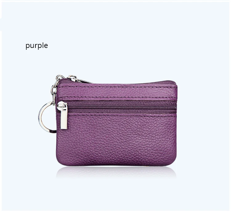 purple Модный женский мужской кошелек из натуральной кожи для монет/кошелек для ключей, многофункциональный Дамский кошелек с двойной молнией, мини-держатель для карт, брелок-кошелек - Цвет: purple