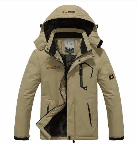 men khaki Жутко и boror зимняя куртка мужская и женская верхняя одежда флис толстый теплый хлопок пуховик водонепроницаемый ветрозащитный Парка мужская брендовая одежда - Цвет: men khaki