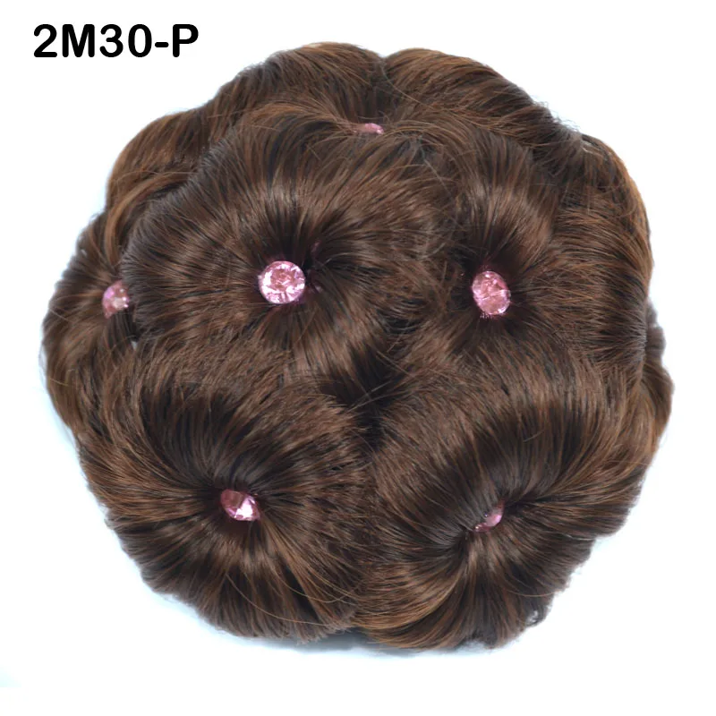 Jeedou синтетический шиньон с алмазной клипсой на накладной пучок для волос Updos 75 г круглые цветы пончик Черный Brwon цвет женские волосы - Цвет: 2M30-P