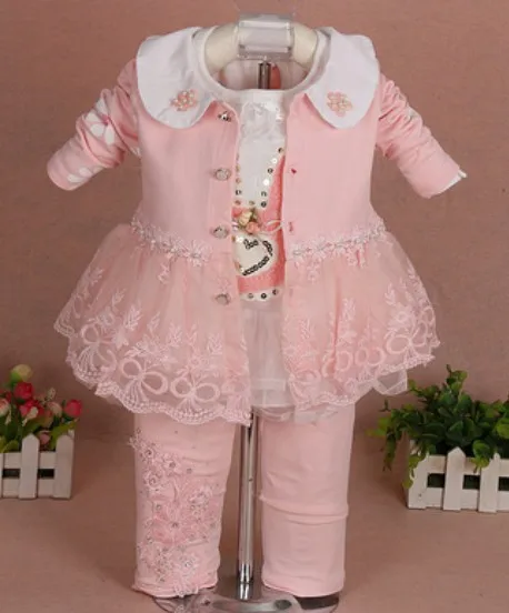 

2017 New baby girl clothing set 3pcs girls clothing clothing set girls t shirt kids pants suit set