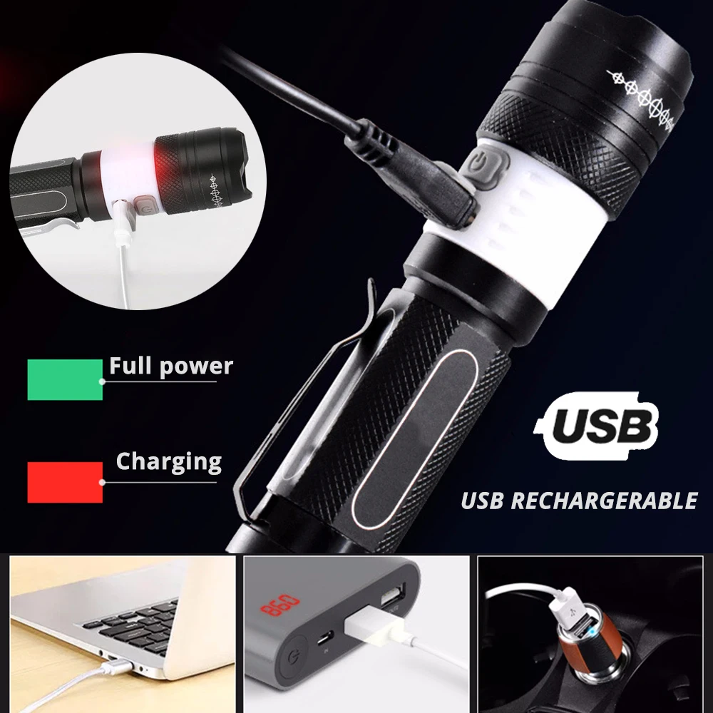 Супер яркий светодиодный велосипедный фонарь 6 режимов поворотный зум USB
