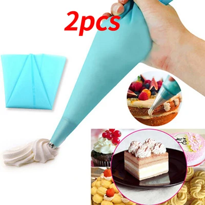 2pcs Силиконовые кондитерские мешки Кухня DIY глазировки крем многоразовый кондитерский Сумки Торт украшения выпечки инструменты Homehouse продукта 1/2 шт - Цвет: 2pcs