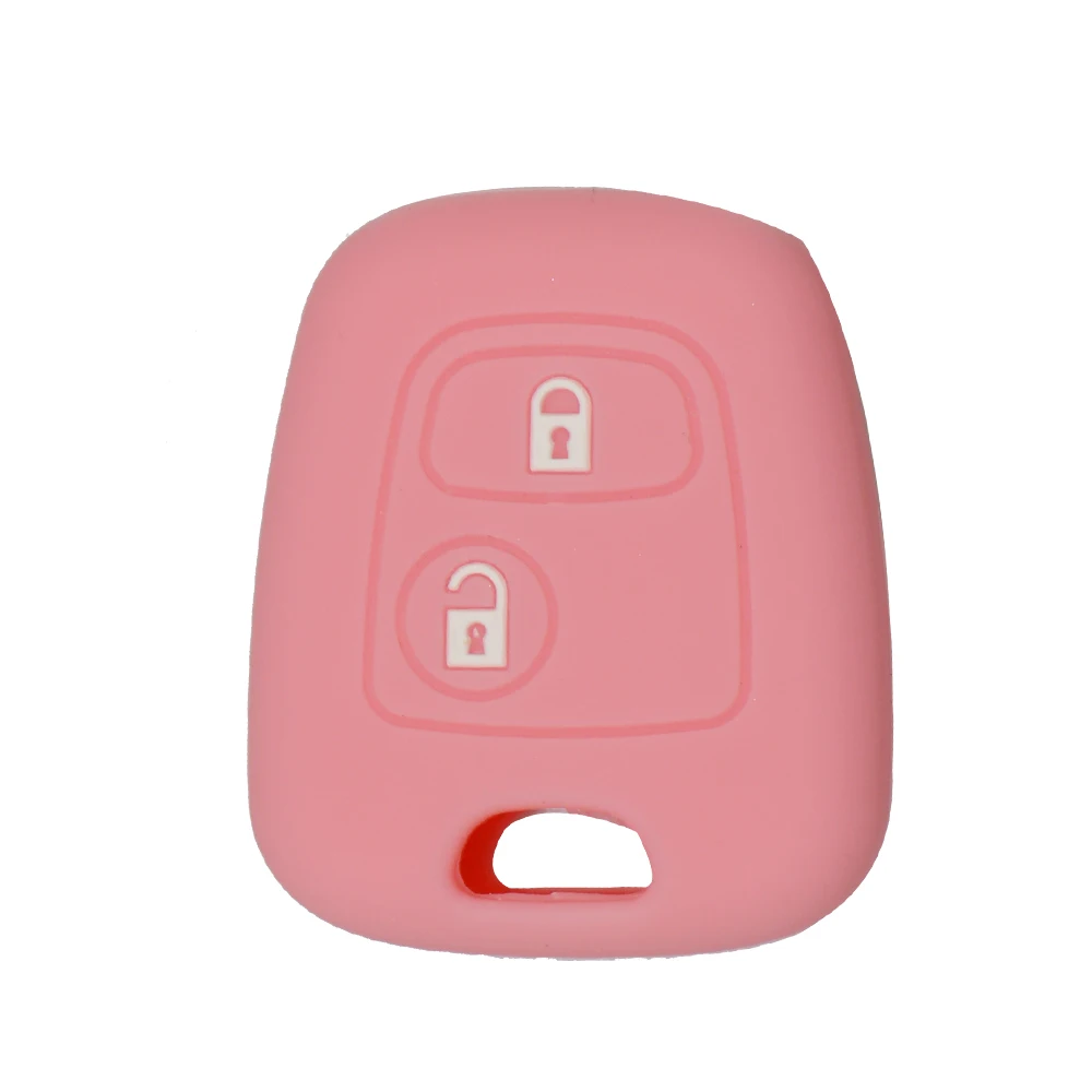 Розовый OkeyTech силиконовый чехол для ключей чехол для peugeot 206 307 207 408 для Citroen C2 C3 C4 для Toyota Aygo 2 кнопки очень хорошее качество - Название цвета: Розовый