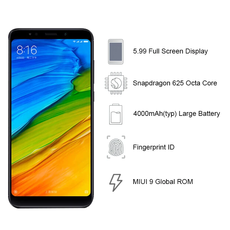 Оригинальный Xiaomi Redmi 5 плюс телефона Redmi5 18:9 Экран Дисплей 4 ГБ 64 Snapdragon 625 Octa Core 4000