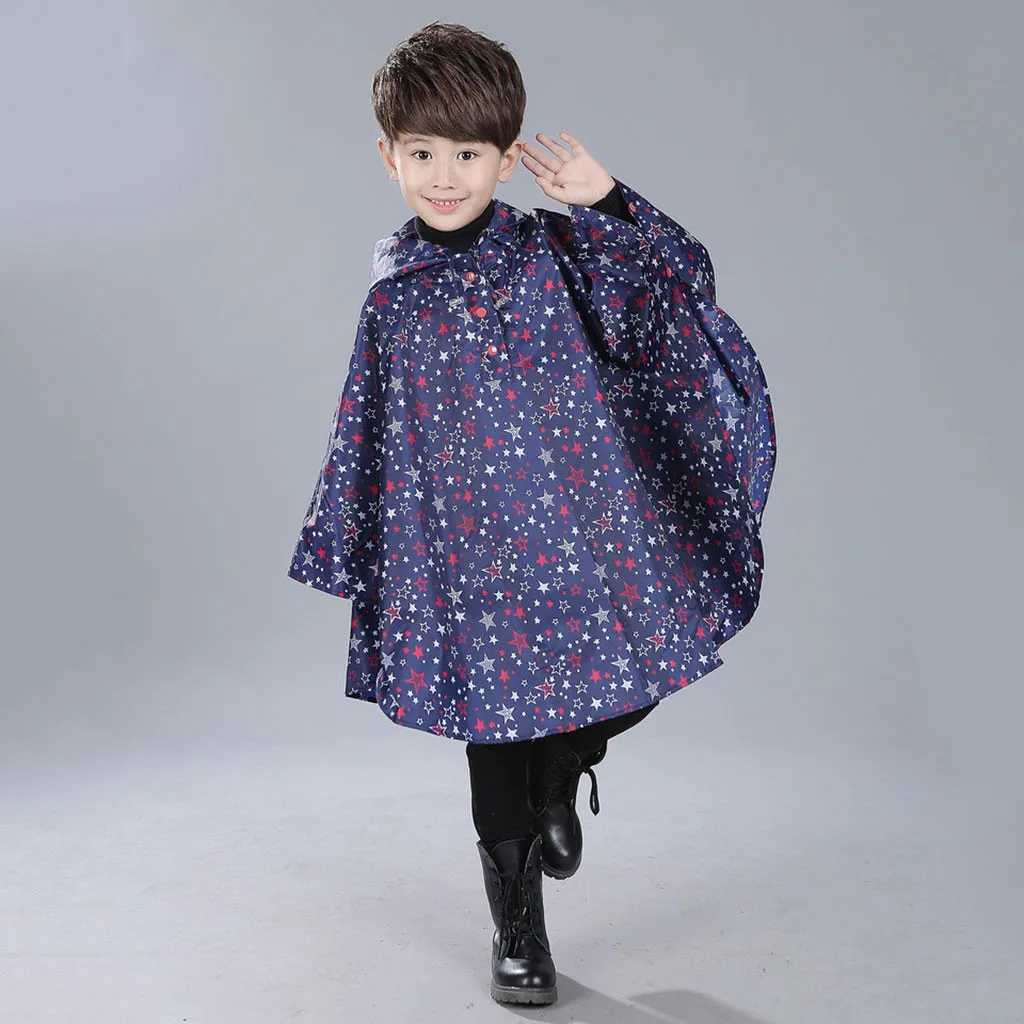 Детский плащ с красивым принтом звезды водонепроницаемый детский плащ-пончо