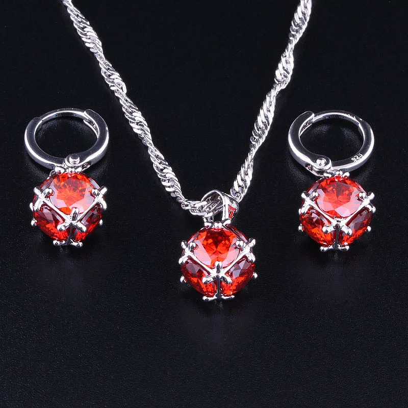 Высшее качество красивый красный Create гранат фианит серебряного цвета