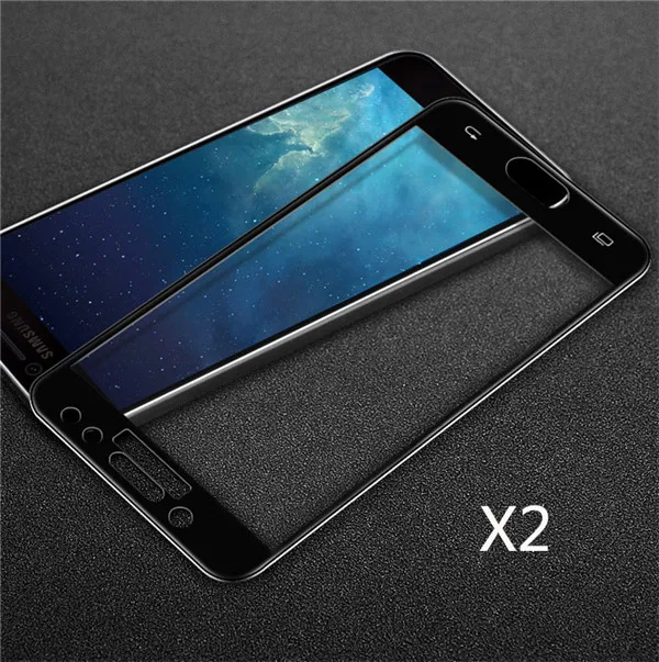 2PCS 2.5D закаленное защитное Стекло на для Samsung Galaxy J7(для Галакси Джей 7)Экран Full Cover Стекло для самсунг J7 SM-J730F WeeYRN - Цвет: Black