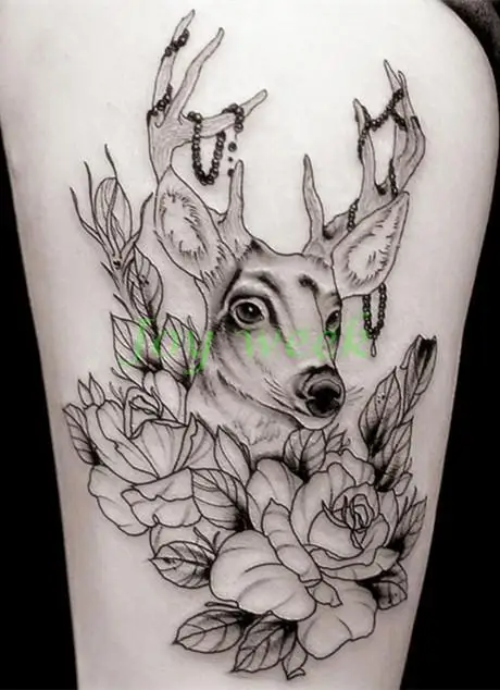 Водонепроницаемая Временная тату Наклейка Большой размер голова оленя лося moose